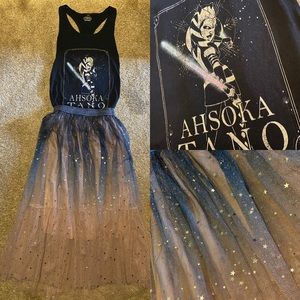 Paired Set Clone Wars Ahsoka Tano Tank and Starry Tulle Skirt XS-S